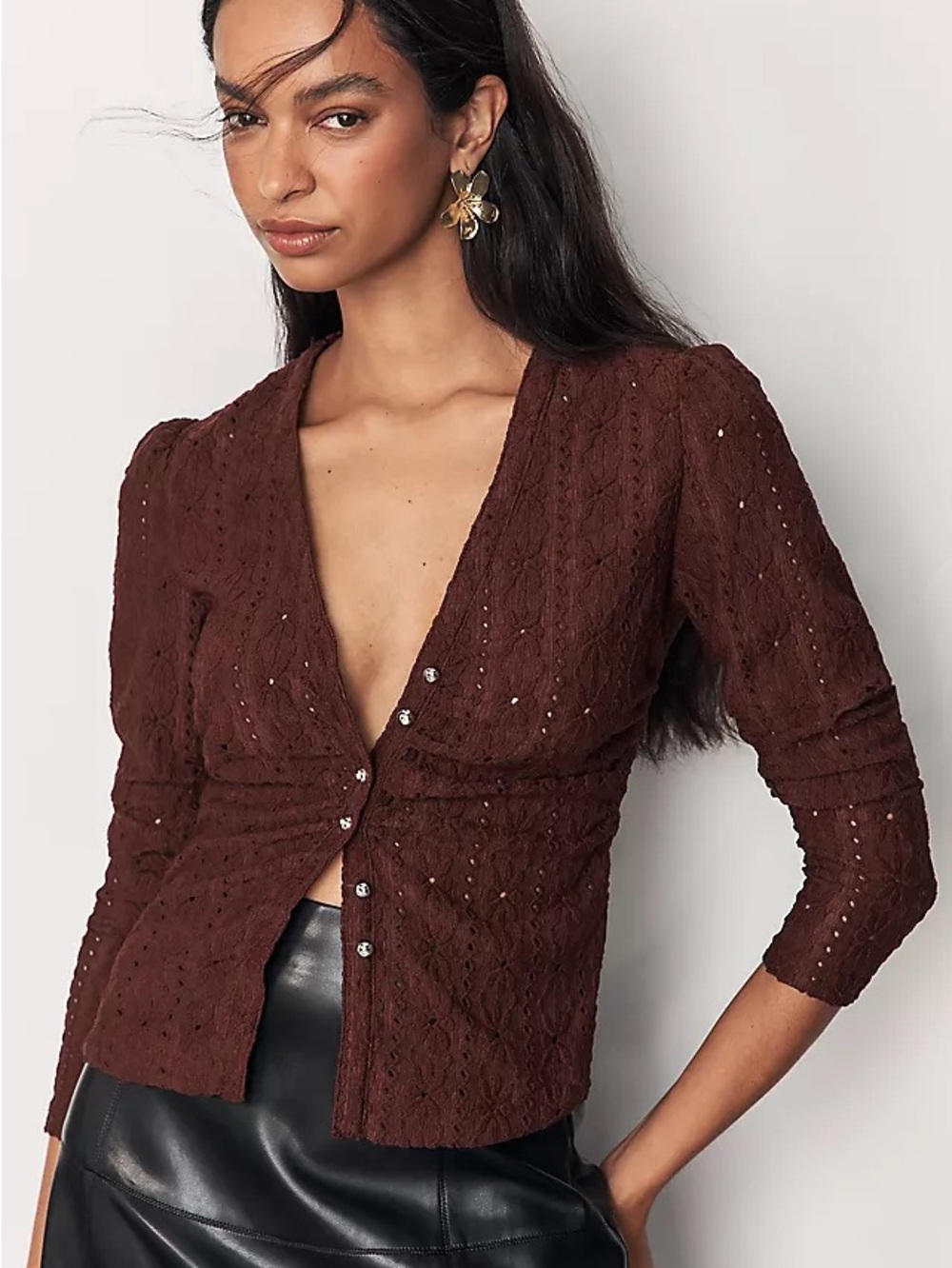Nwot Maeve textured eyelet cardigan